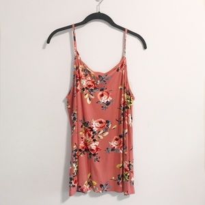 Cute coral floral knitted tank top NWOT